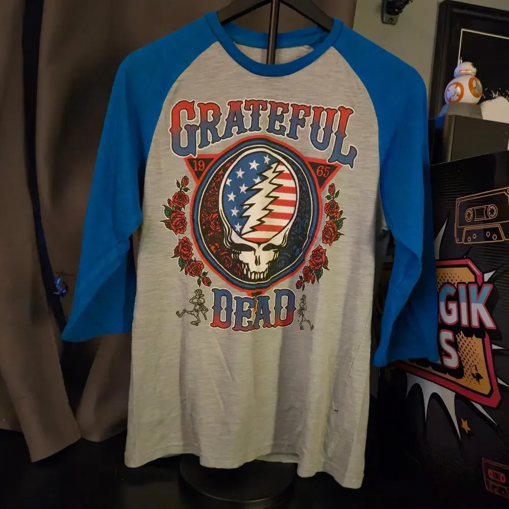 Grateful Dead Raglan 3/4 Sleeve Shirt Size Large Steal Your Face 1965 Baseball